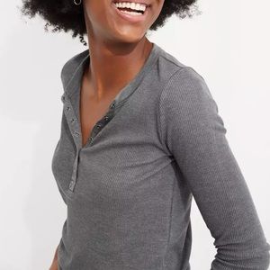 Aerie Waffle Long Sleeve Henley T-Shirt
